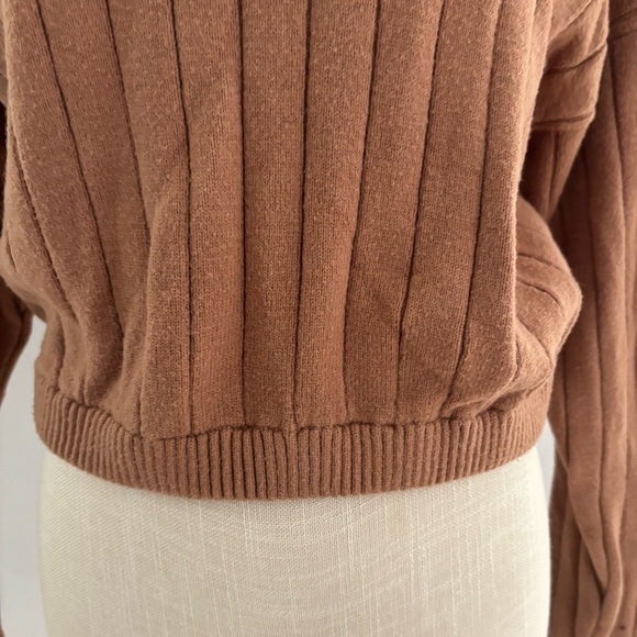 Forever 21 Brown Cowl Neck Sweater with Ribbed Texture - Picture 4 of 8